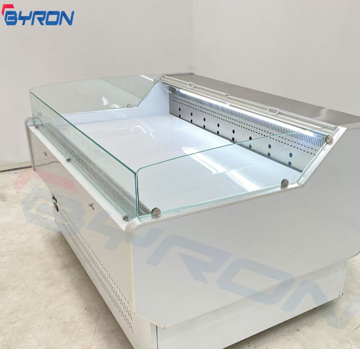 Commercial Refrigerator Meat Display Counter Over Glass Door Fridge Self Service Display Freezer Cooked Food Display