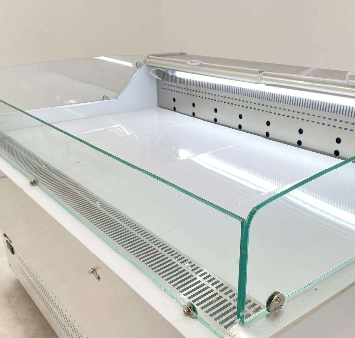 Commercial Refrigerator Meat Display Counter Over Glass Door Fridge Self Service Display Freezer Cooked Food Display