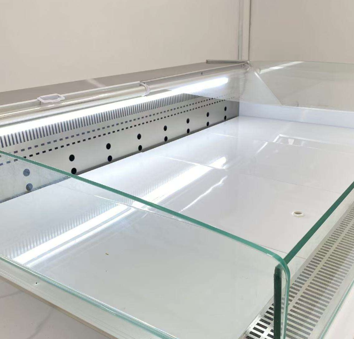 Commercial Refrigerator Meat Display Counter Over Glass Door Fridge Self Service Display Freezer Cooked Food Display
