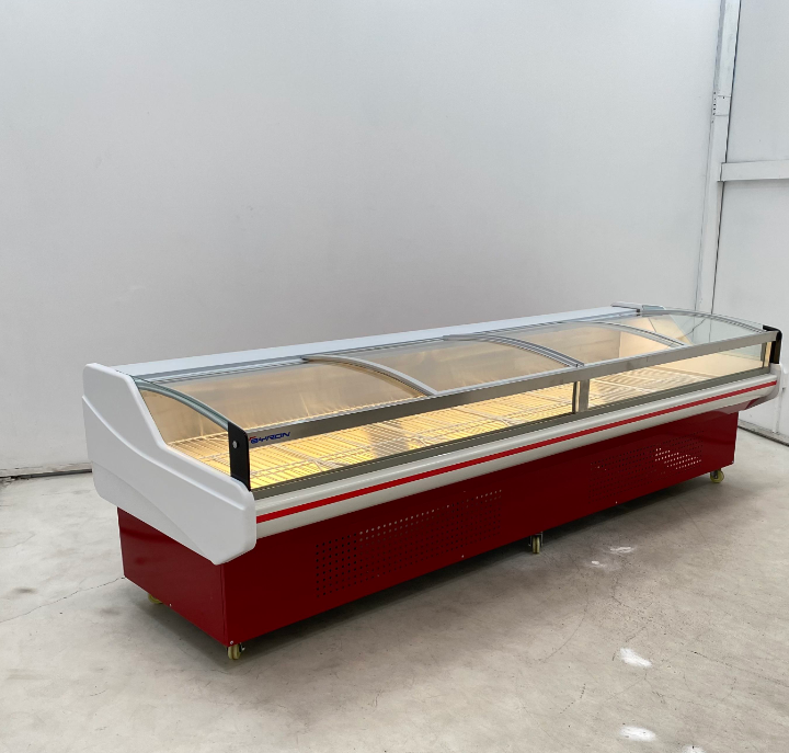 Fan Cooling Mechanical Fresh Meat Display Cabinet Meat Showcase Commercial Meat Freezer Refrigerator Butcher Shop Deli Store OEM