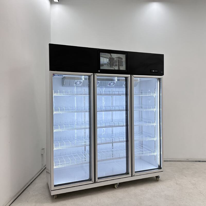 Advertising Screen Vertical Drinks Freezer Display Beverage and Cooler Commercial Refrigerator Showcase With LED Lights