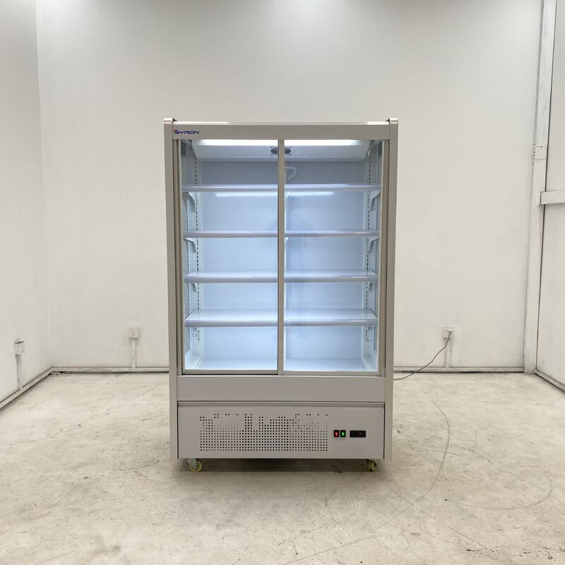 Hot Sale Supermarket Display Vertical Glass Door Large Capacity Air Curtain Refrigerator