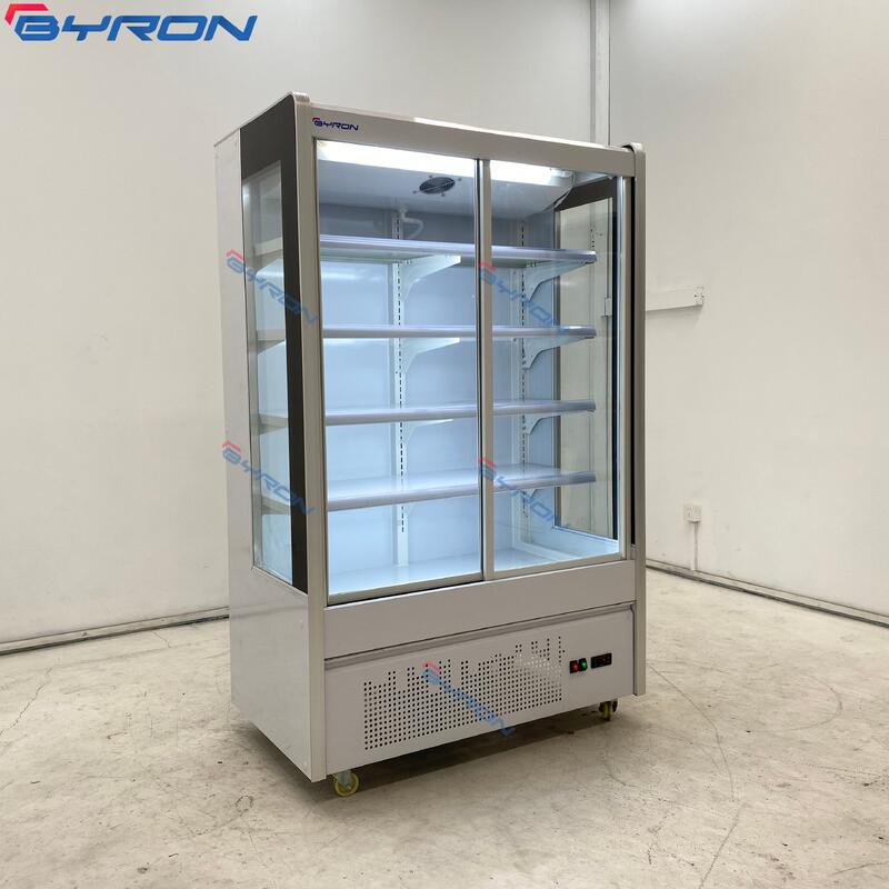 Hot Sale Supermarket Display Vertical Glass Door Large Capacity Air Curtain Refrigerator
