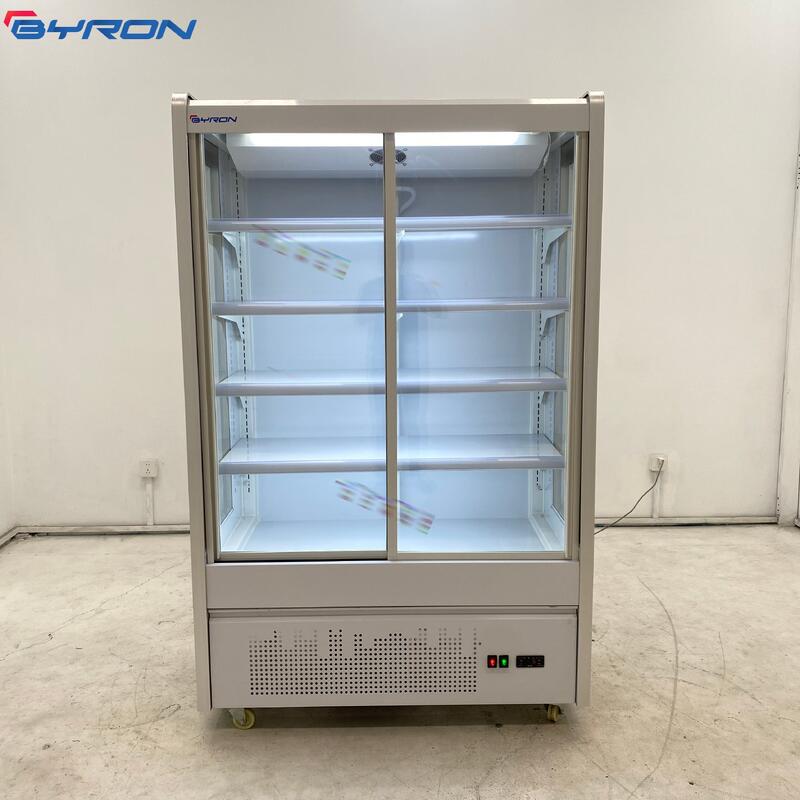 Hot Sale Supermarket Display Vertical Glass Door Large Capacity Air Curtain Refrigerator