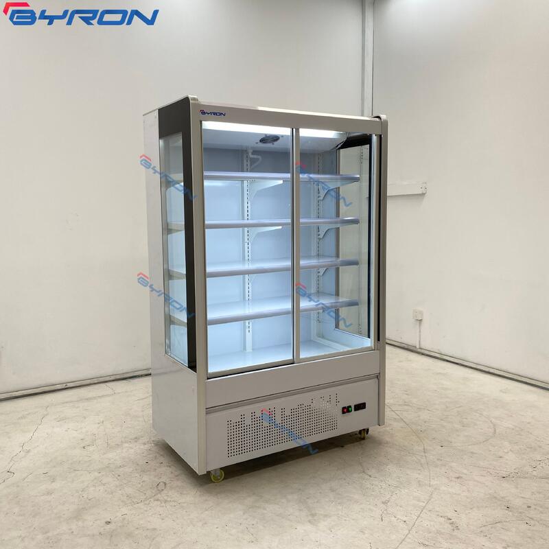 Hot Sale Supermarket Display Vertical Glass Door Large Capacity Air Curtain Refrigerator