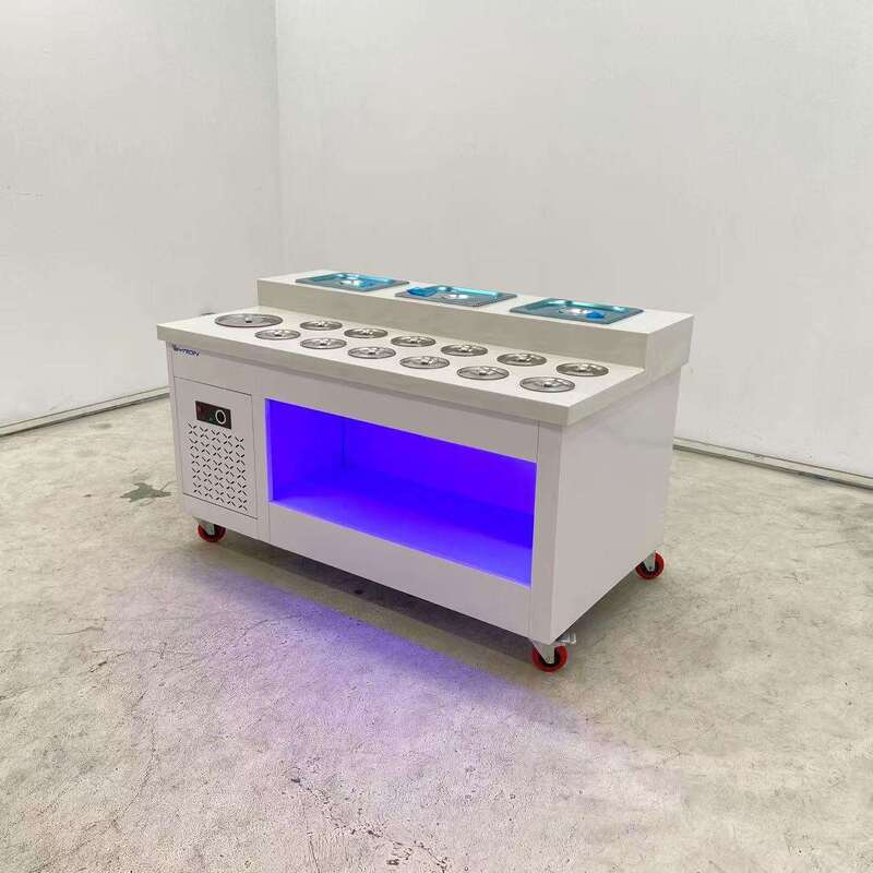 Commercial Hot Pot Restaurant Self-Service Seasoning & Dipping Sauce Chest 2-Door Refrigerator with Fragrant Cold Dish Display