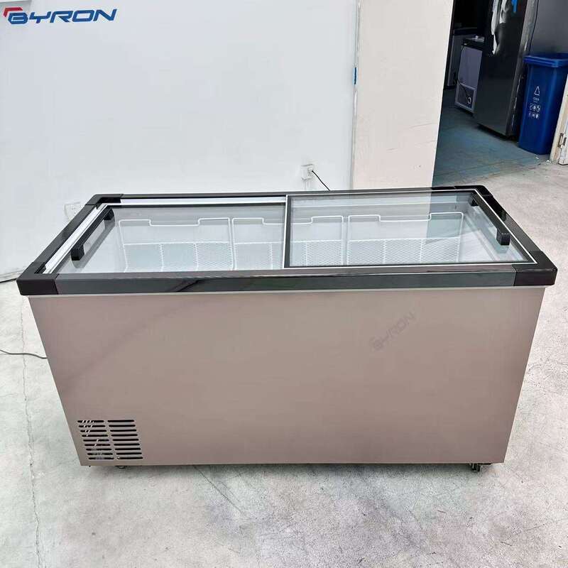 BYRON Commercial Single-Temperature Direct Cooling Top Open Chest Freezer Low Noise Large Capacity Frozen Storage Refrigerator