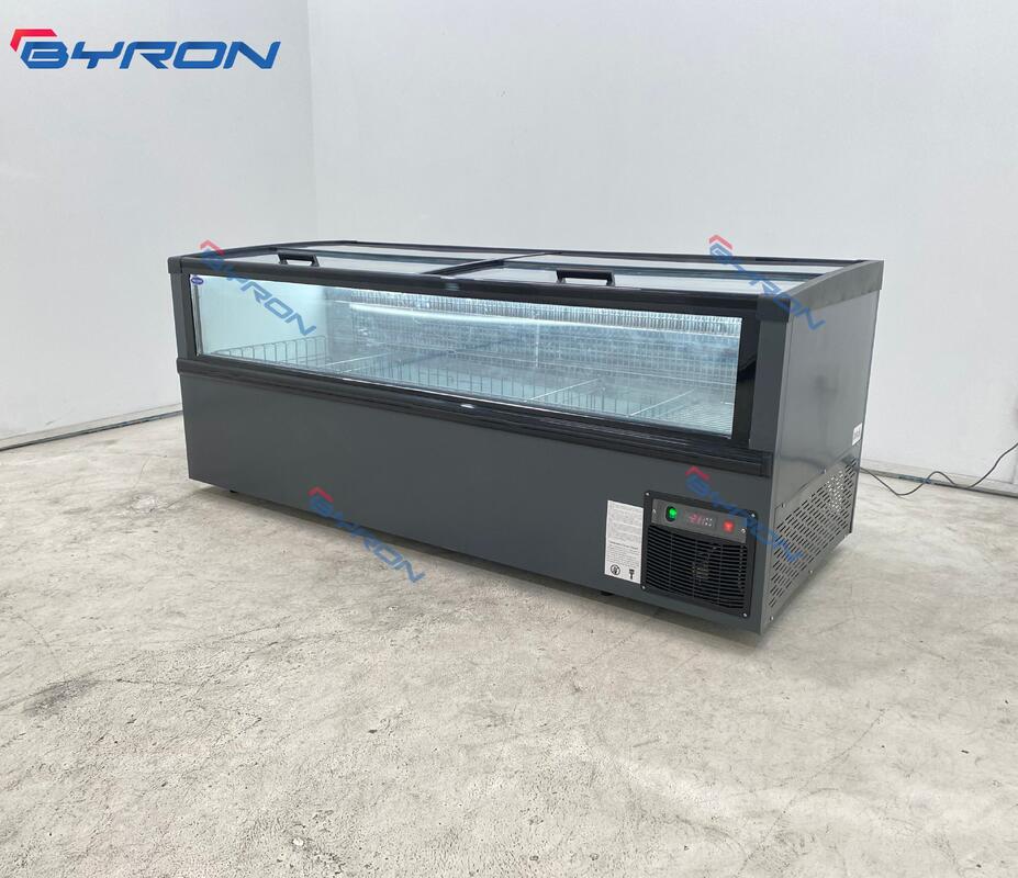 Commercial Curve Glass Door Combined Fridge Supermarket Island Deep Freezer Chest Display Freezer