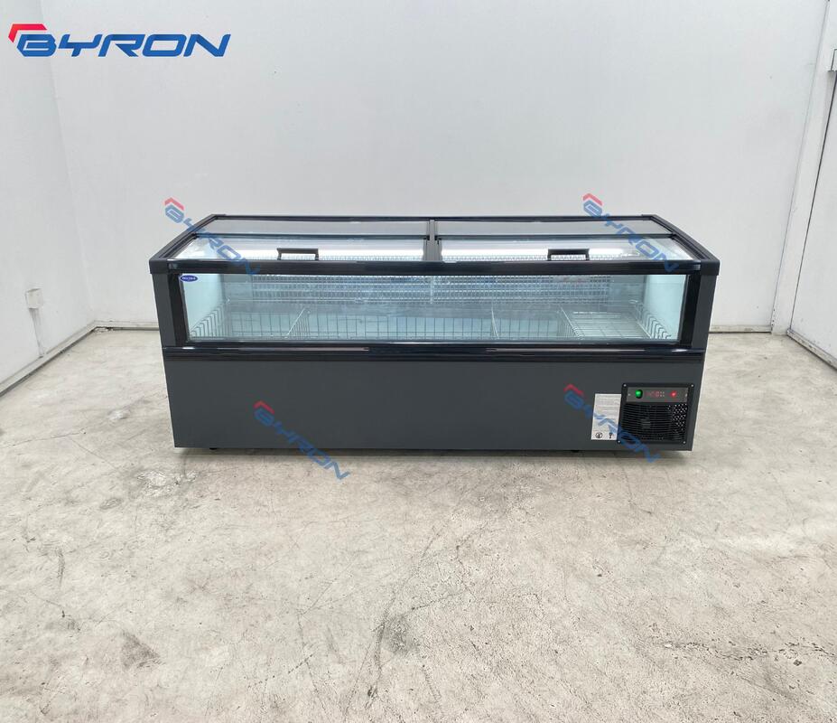 Commercial Curve Glass Door Combined Fridge Supermarket Island Deep Freezer Chest Display Freezer