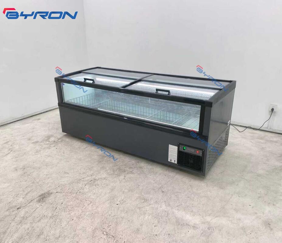 Commercial Curve Glass Door Combined Fridge Supermarket Island Deep Freezer Chest Display Freezer