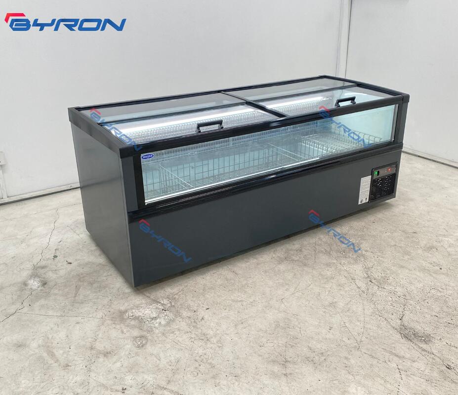 Commercial Curve Glass Door Combined Fridge Supermarket Island Deep Freezer Chest Display Freezer