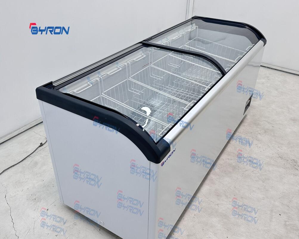 High Quality Curved Glass Door Horizontal Freezer Ice Cream Fridge Display Freezer for Supermarket