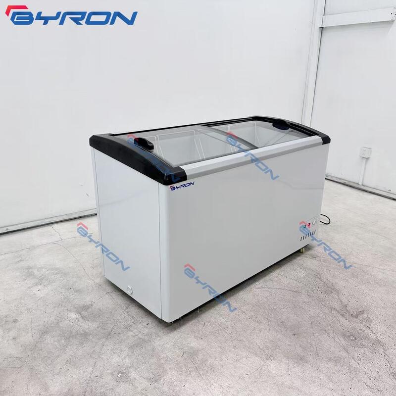 Manufacturer Direct 170-240L Commercial Freezer Top Open Sliding Glass Door 4 Casters for Ice Cream Display Freezer