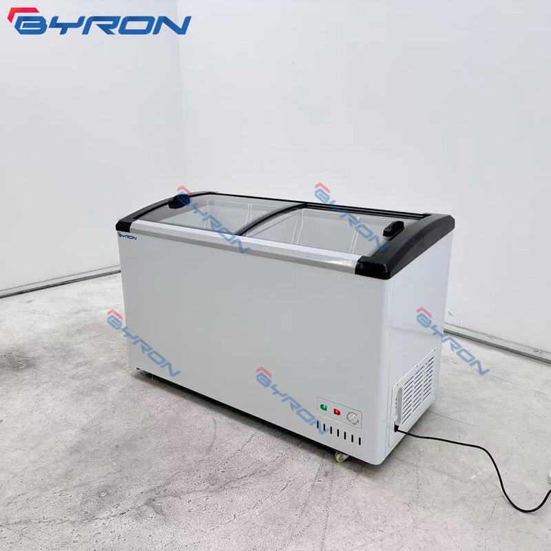 Manufacturer Direct 170-240L Commercial Freezer Top Open Sliding Glass Door 4 Casters for Ice Cream Display Freezer