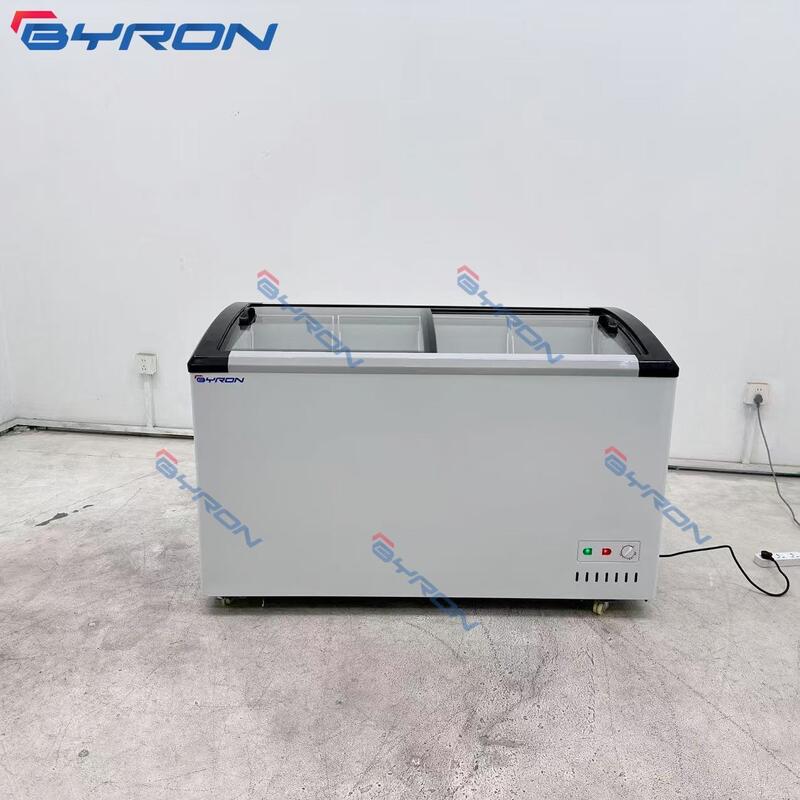 Manufacturer Direct 170-240L Commercial Freezer Top Open Sliding Glass Door 4 Casters for Ice Cream Display Freezer