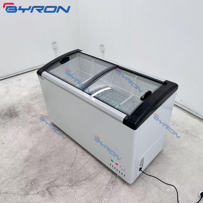 Manufacturer Direct 170-240L Commercial Freezer Top Open Sliding Glass Door 4 Casters for Ice Cream Display Freezer