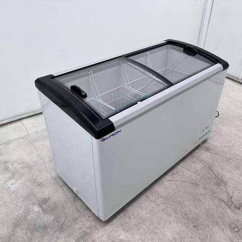 Manufacturer Direct 170-240L Commercial Freezer Top Open Sliding Glass Door 4 Casters for Ice Cream Display Freezer