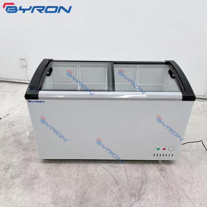Manufacturer Direct 170-240L Commercial Freezer Top Open Sliding Glass Door 4 Casters for Ice Cream Display Freezer