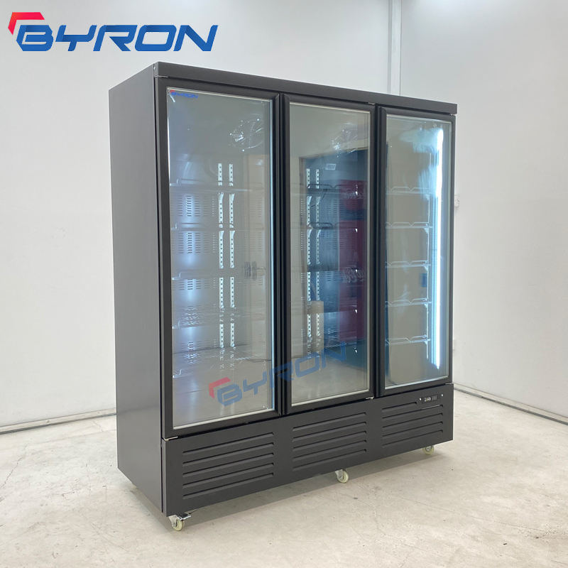 Byron Clear Vertical Ice Cream Cake Upright Display Small Freezer for Ice Cream with Supermarket Multidecks Commercial