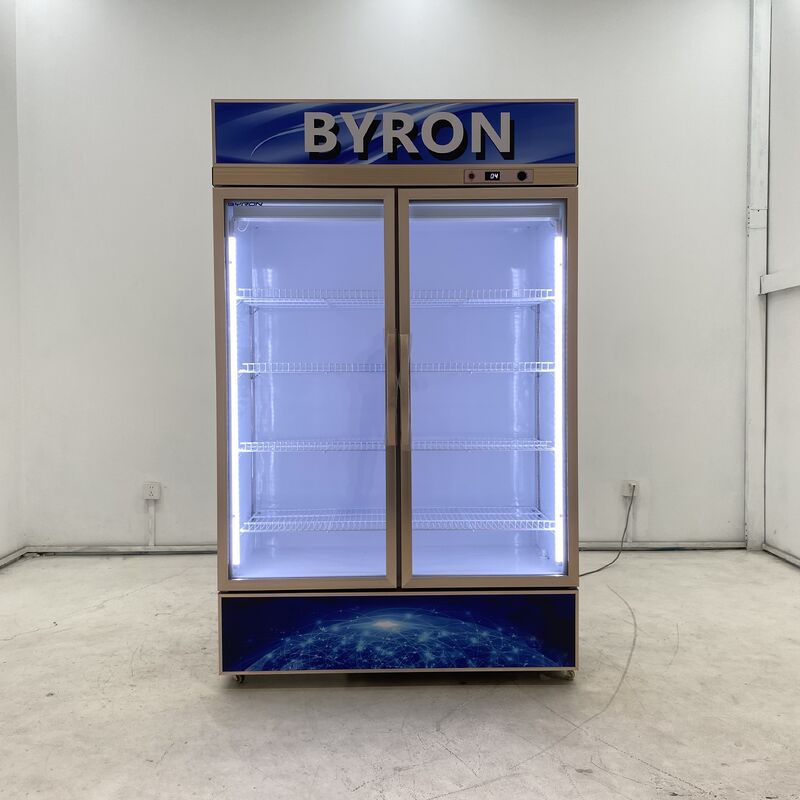 Supermarket Beverage Display Cabinet, Aluminum Alloy Door Frame With Lighting, Upright Refrigeration Freezer