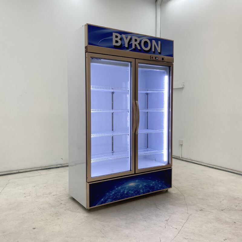 Supermarket Beverage Display Cabinet, Aluminum Alloy Door Frame With Lighting, Upright Refrigeration Freezer
