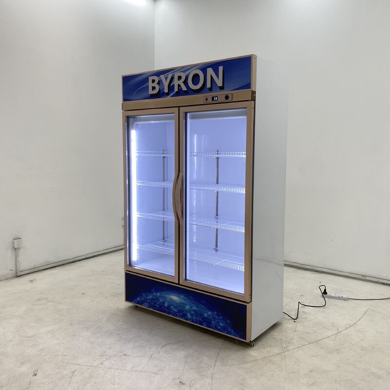 Supermarket Beverage Display Cabinet, Aluminum Alloy Door Frame With Lighting, Upright Refrigeration Freezer