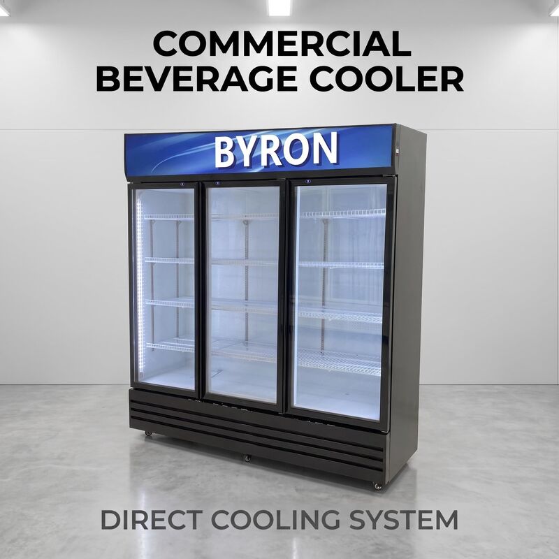 Direct-Cooling Beverage Cooler, Supermarket Glass-Door Beverage Display Cabinet, Vertical Model With Illuminated Display Box