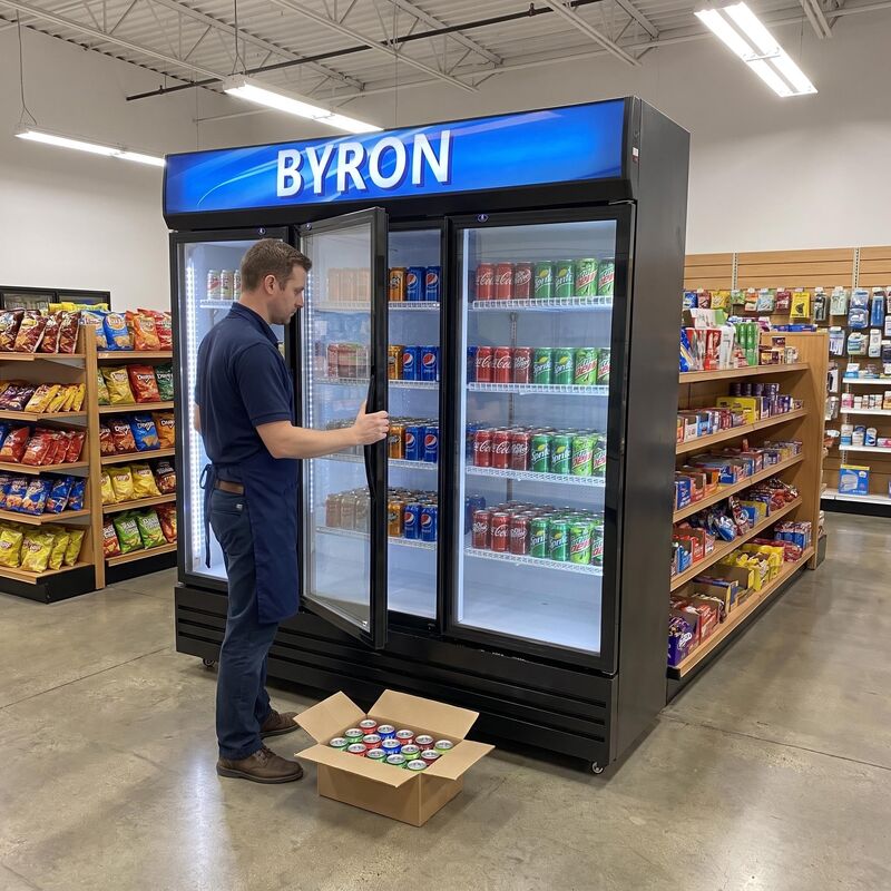 Direct-Cooling Beverage Cooler, Supermarket Glass-Door Beverage Display Cabinet, Vertical Model With Illuminated Display Box