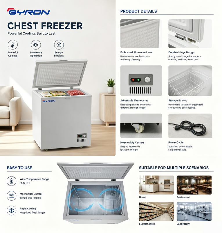 Durable Horizontal Style Refrigerated Display Freezer with Top Opening Door Suitable for Supermarkets and Convenience Stores